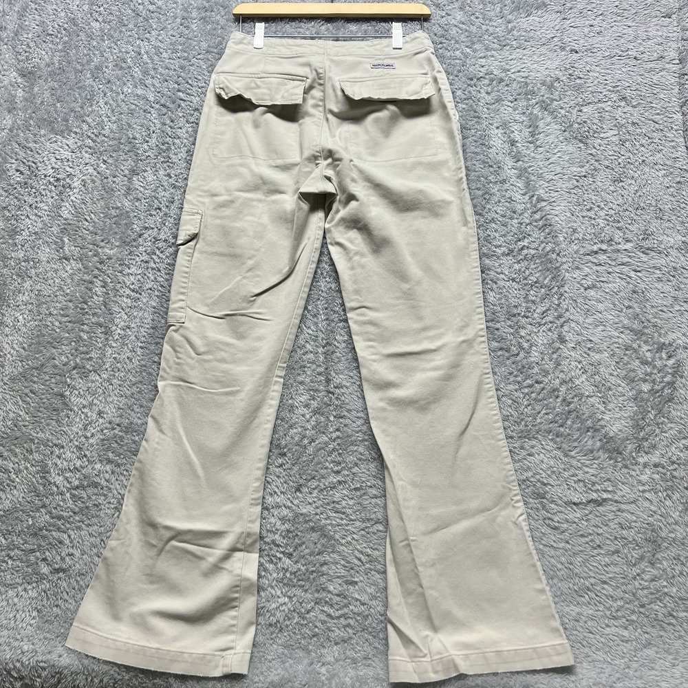 Abercrombie Fitch Cargo Pants Womens 4 Beige Flare Vintage‎ 90s Y2K Retro Flat